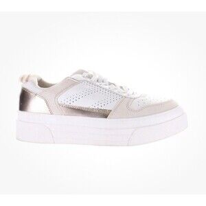 Le TIGRE Womens Midtown White Tan Rose Gold Fashion Sneaker Size 7 Athleisure